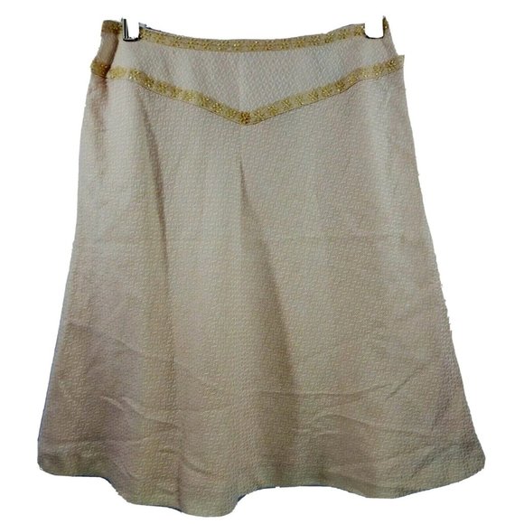 Worthington Skirt Size 10‎ Yellow beaded A-Line Textured Lined High waist New - Picture 1 of 8